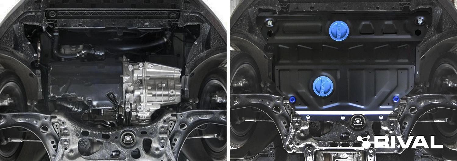 Защита картера + КПП + комплект крепежа, Rival, Сталь,Skoda Octavia