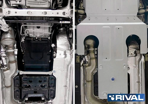 Защита КПП + комплект крепежа, RIVAL, Алюминий, Mercedes-Benz S-Class 2013-, V - 4.7; 3.0d; полный привод