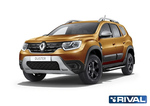Порог-площадка &quot;Bmw-Style&quot; D173AL + комплект крепежа, RIVAL, Renault Duster 2011-2015-2021-/ Nissan Terrano 2014-/Renault Arkana 2019-/Renault Kaptur 2020-