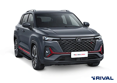 Порог-площадка "Premium-Black" A180ALB + комплект крепежа, RIVAL, Changan CS35 Plus;2022-