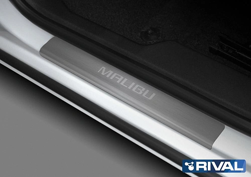 Накладки порогов RIVAL (2 шт.) Chevrolet Malibu (2015-2018; 2018-)