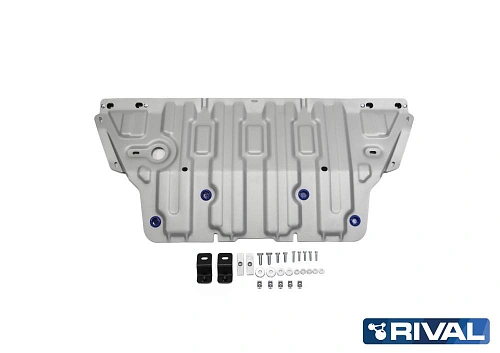 Защита картера + комплект крепежа, RIVAL, Алюминий, Audi A4 2019- ,V - 2.0 (150л.с.; 190 л.с.)/Audi A5, V - 2.0 (249л.с.)/Audi A4 2015-2020,V - 1.4; 2