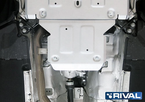 Защита РК + комплект крепжа, RIVAL, Алюминий Audi Q5 2021-, V - 2,0/Audi Q5 2017-2020, V - 2.0 Защита редуктора + комплект крепежа, Rival, Алюминий, A