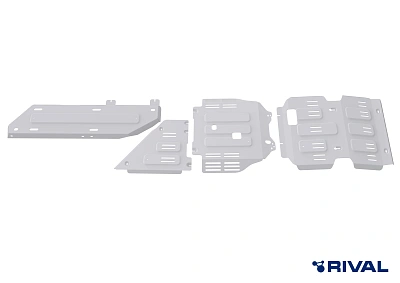 Защита картера + защита КПП + Защита РК + Защита топливного бака + комплект крепежа, Rival, Алюминий, Toyota LC250;2024-;2,4;4WD;АКПП;Toyota LC250;202