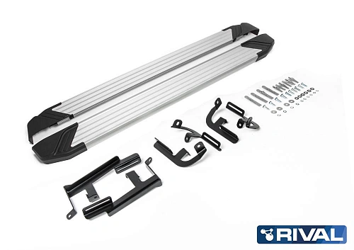Порог-площадка &quot;Silver&quot; F160AL + комплект крепежа, RIVAL, Lifan X60 2016-