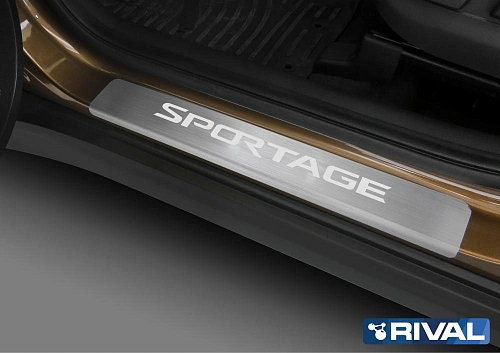 Накладки порогов RIVAL (4 шт.) KIA Sportage (2016-2018;2018-) (название модели)