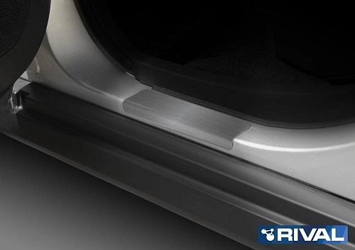 Накладки порогов RIVAL (4 шт.) Nissan Almera 2013- (название модели)