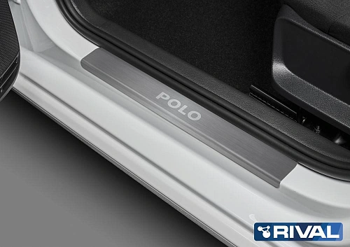 Накладки порогов RIVAL (4 шт.) Volkswagen Polo 2014-2020 (название модели)