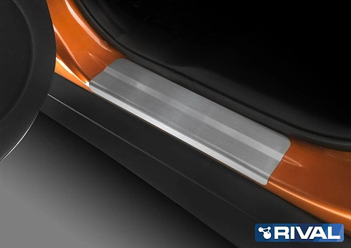 Накладки порогов RIVAL (4 шт.) Nissan X-trail (2015-2018; 2018-)  (название модели)