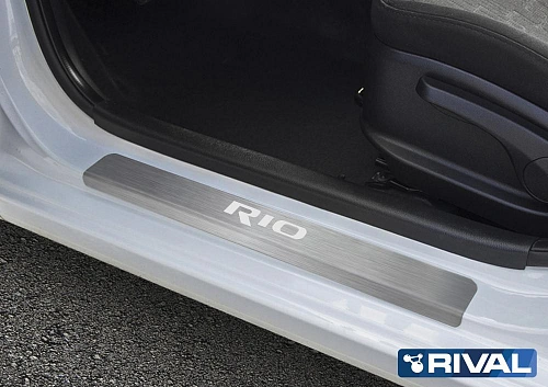 Накладки порогов RIVAL (4 шт.) Kia Rio (2011-2017) (название модели)