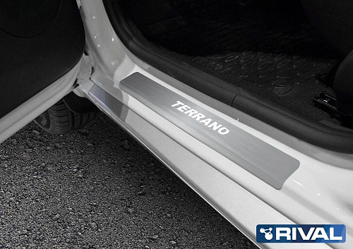 Накладки порогов RIVAL (4 шт.) Nissan Terrano 2014-  (название модели)
