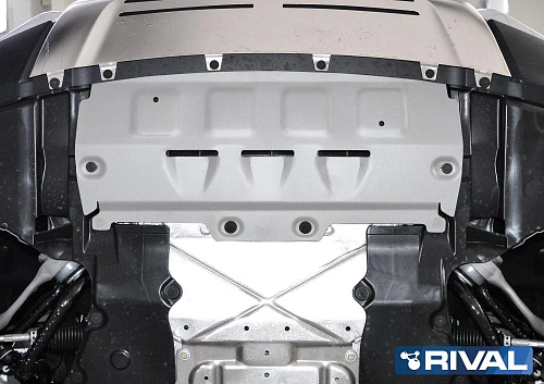 Защита радиатора + комплект крепежа, RIVAL, Алюминий, Rolls-Royce Cullinan 2018-, V-6,7; Серая