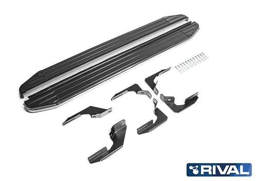 Порог-площадка &quot;Premium&quot; A193ALP + комплект крепежа, RIVAL, Ford Ranger 2012-2015