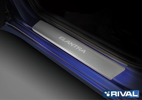 Накладки порогов RIVAL (4шт.) Hyundai Elantra (2018-2020)