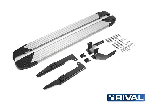 Порог-площадка &quot;Silver&quot; F173AL + комплект крепежа, RIVAL, Suzuki SX4 2015-