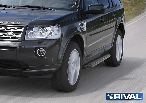 Порог-площадка &quot;Premium-Black&quot; A173ALB + комплект крепежа, RIVAL, Land Rover Freelander 2006-2010-20