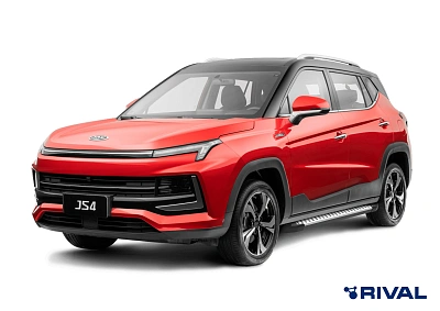 Порог-площадка "Bmw-Style" D180AL + Комплект крепежа к порогам, RIVAL, Москвич 3;2022-;1,5;FWD;МКПП;Москвич 3;2022-;1,5;FWD;CVT;JAC JS4;2022-;1,5;FWD;