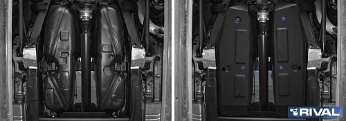 Защита топливного бака + комплект крепежа, Rival, Алюминий, Mercedes-Benz G-Class 2018-, V-4.0(421 л.с.); 4.0(585 л.с.); Черная