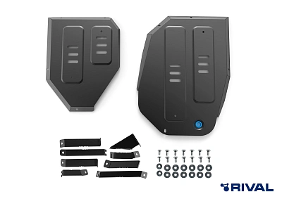 Защита топливного бака + комплект крепежа, Rival, Сталь,Omoda C5;2024-;1.6;4WD;РКПП; Omoda C7;2025-;1.6;4WD;РКПП