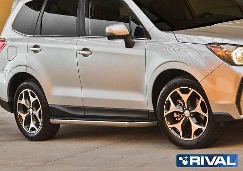 Порог-площадка &quot;Premium&quot; A173ALP + комплект крепежа, RIVAL, Subaru Forester 2013-2015-