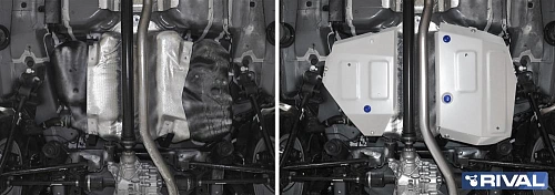 Защита топливных баков + комплект крепежа, RIVAL, Алюминий, Jeep Compass 2018-, V-2.4 (150 л.с.); полный привод