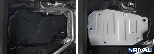 Защита топливного бака+ комплект крепежа, Rival, Алюминий, Audi Q3 2019-, V - 1.4TSI( 150 л.с.); передний привод