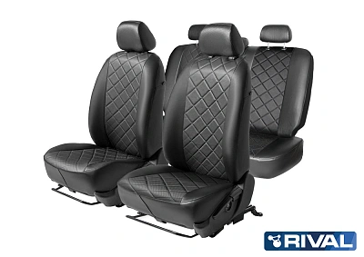 Авточехлы Rival Ромб (зад. спинка 40/60) для сидений Haval Jolion 2020-, эко-кожа, черные, SC.9401.2