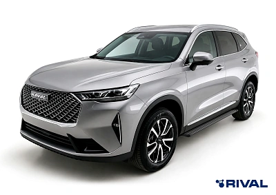 Порог-площадка Slim black S180ALB + комплект крепежа к порогам, RIVAL, Haval H6;2024-;2,0;4WD;РКПП