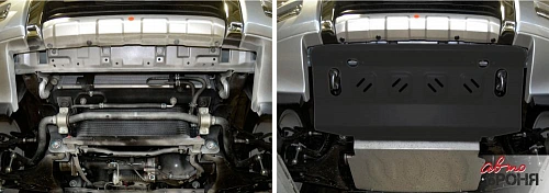 Защита радиатора + комплект крепежа,  АвтоБРОНЯ, Сталь, Mitsubishi Pajero IV 2014-,V - 3.0; 3.2d(188л.с.; 200л.с.); 3.8/Mitsubishi Pajero IV 2011-2014