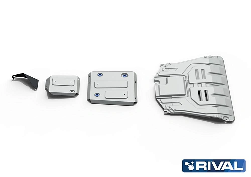 Комплект защит картер + КПП + топливный бак + адсорбер + комплект крепежа, RIVAL, Алюминий, KIA Seltos 2020-, V - 2.0; передний привод