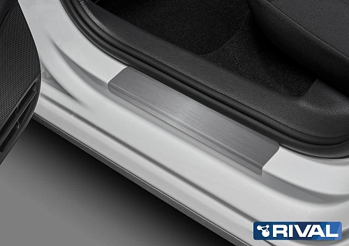 Накладки порогов RIVAL (4 шт.) Volkswagen Polo 2014-2020 (название модели)