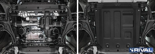 Защита картера + комплект крепежа, Rival, Алюминий, Mercedes-Benz G-Class 2018-, V-4.0(421 л.с.); 4.0(585 л.с.); Черная