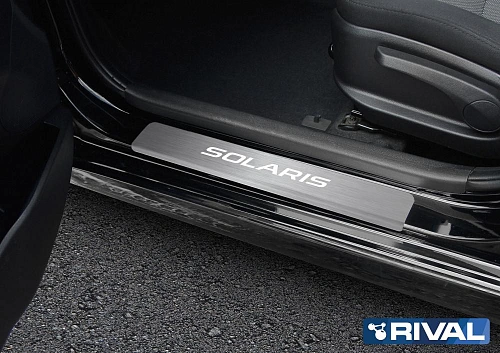 Накладки порогов RIVAL (4 шт.) Hyundai Solaris 2011-2016 (название модели)