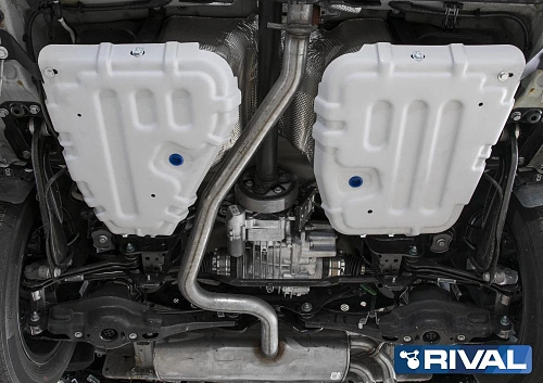 Защита топливных баков + комплект крепежа, RIVAL, Алюминий, Audi Q3 2019-, V - 2.0/Q3 Sportback 2019-, V - 2.0; полный привод