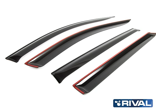 Дефлекторы окон, RIVAL, для Hyundai Santa Fe 2018-2021 2021-, листовой ПММА, 4шт.