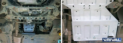 Защита КПП + крепеж, RIVAL, Алюминий, Mercedes Benz V-class 2014-, V - 2.1d (163л.с.); АКПП; задний привод