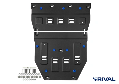 Защита электродвигателя и кромки АКБ + комплект крепежа, Rival, Сталь,BYD Yuan Up;2025-;EV;FWD