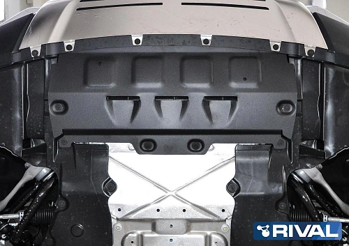 Защита радиатора + комплект крепежа, RIVAL, Алюминий, Rolls-Royce Cullinan 2018-, V-6,7; Черная