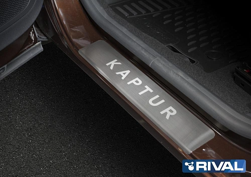 Накладки порогов RIVAL (4 шт.) Renault Kaptur 2016-  (название модели)