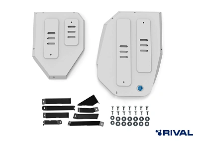 Защита топливного бака + комплект крепежа, Rival, Алюминий,Omoda C5;2024-;1.6;4WD;РКПП; Omoda C7;2025-;1.6;4WD;РКПП
