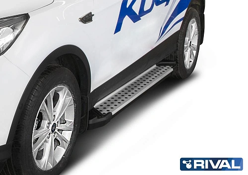 Порог-площадка &quot;Style&quot; D180AL + комплект крепежа, RIVAL, Ford Kuga 2016-