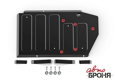 Защита топливного бака + комплект крепежа, АвтоБРОНЯ, Сталь,GAC GS4;2024-;1,5;FWD;РКПП