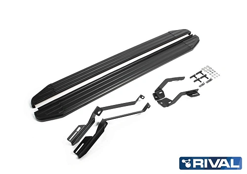 Порог-площадка &quot;Premium-Black&quot; A193ALB + комплект крепежа, RIVAL, Ford Explorer 2011-2015-