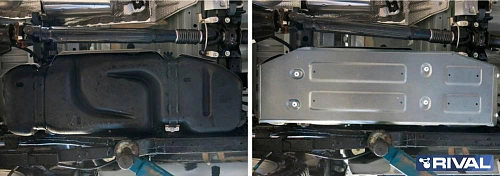 Защита топливного бака + крепеж, RIVAL, Алюминий, Toyota Hilux 2015-, V - 2.4d; 2.8d; полный привод