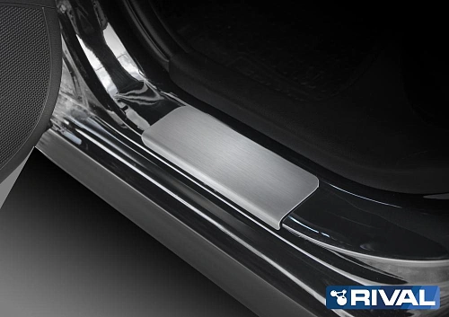 Накладки порогов RIVAL (4 шт.) Hyundai Solaris 2011-2016 (название модели)