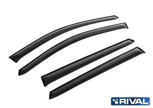 Дефлекторы окон, RIVAL, для Hyundai Santa Fe 2012-2018, листовой ПММА, 4шт.