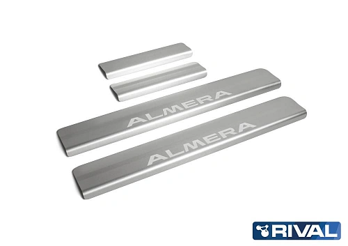 Накладки порогов RIVAL (4 шт.) Nissan Almera 2013- (название модели)