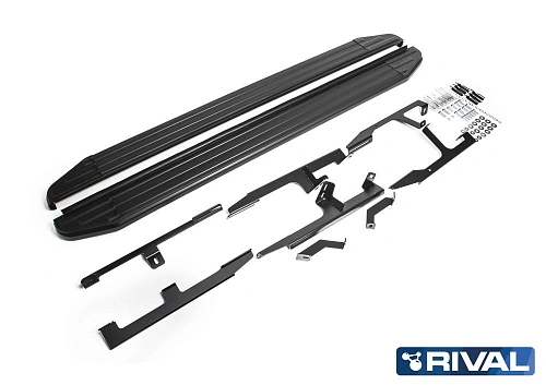 Порог-площадка &quot;Premium-Black&quot; A193ALB + комплект крепежа, RIVAL, Audi Q7 2015-2020-