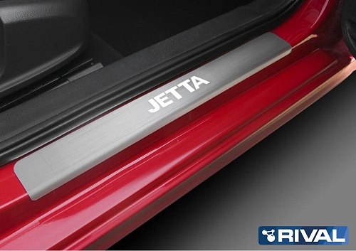 Накладки порогов RIVAL (4 шт.) Volkswagen Jetta (2011-2015; 2015-)