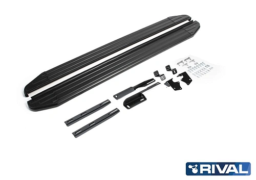 Порог-площадка &quot;Premium-Black&quot; A173ALB + комплект крепежа, RIVAL, Ford Kuga 2008-2013